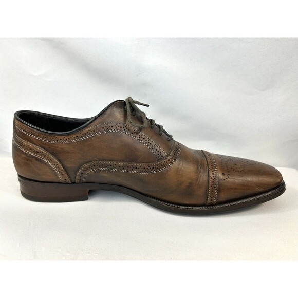To Boot New York Lace Up Mens 9.5 Brown Leather Cap Toe Dress Shoes Adam Derrick - Picture 8 of 12